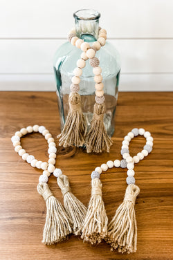 Set of 3 Strings of beads (White,Tan,Grey)